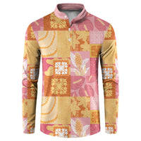 Aloha Hawaii Quilt Floral Patchwork Style Button Sweatshirt