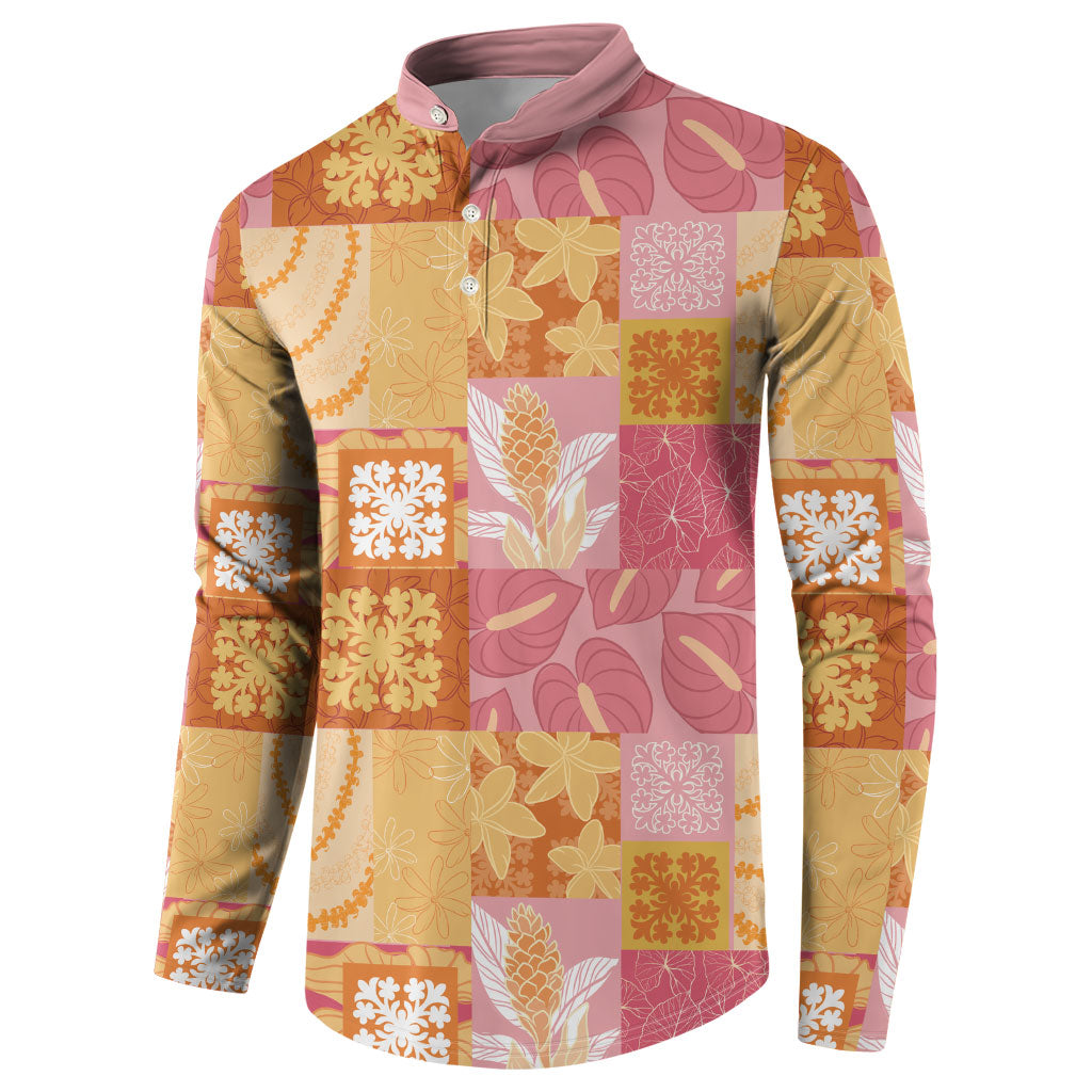 Aloha Hawaii Quilt Floral Patchwork Style Button Sweatshirt