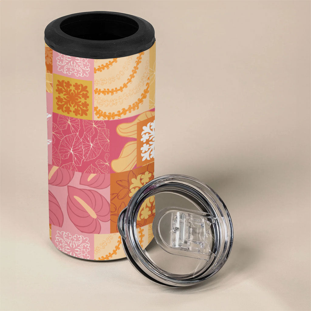 Aloha Hawaii Quilt Floral Patchwork Style 4 in 1 Can Cooler Tumbler