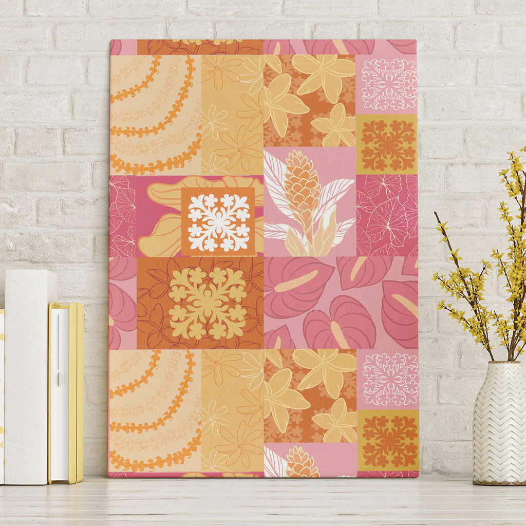 Aloha Hawaii Quilt Floral Patchwork Style Canvas Wall Art