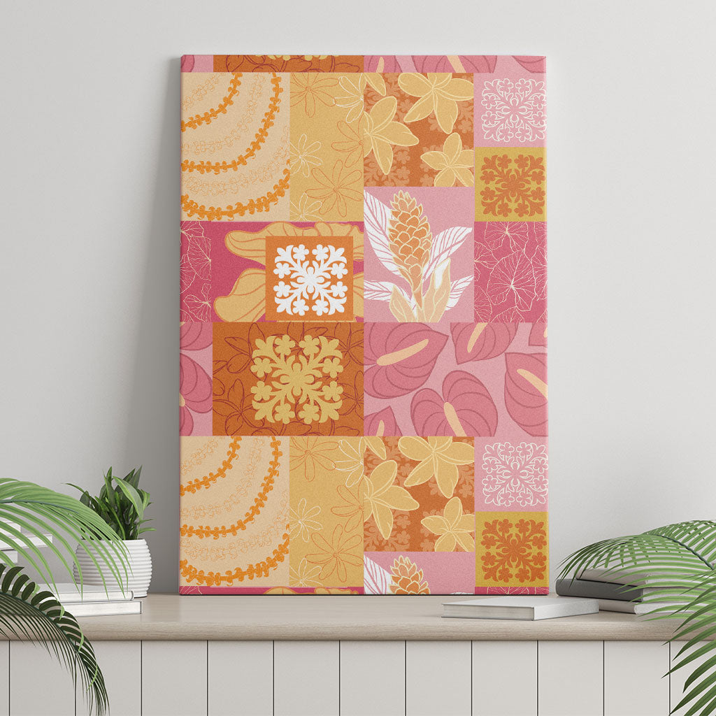 Aloha Hawaii Quilt Floral Patchwork Style Canvas Wall Art