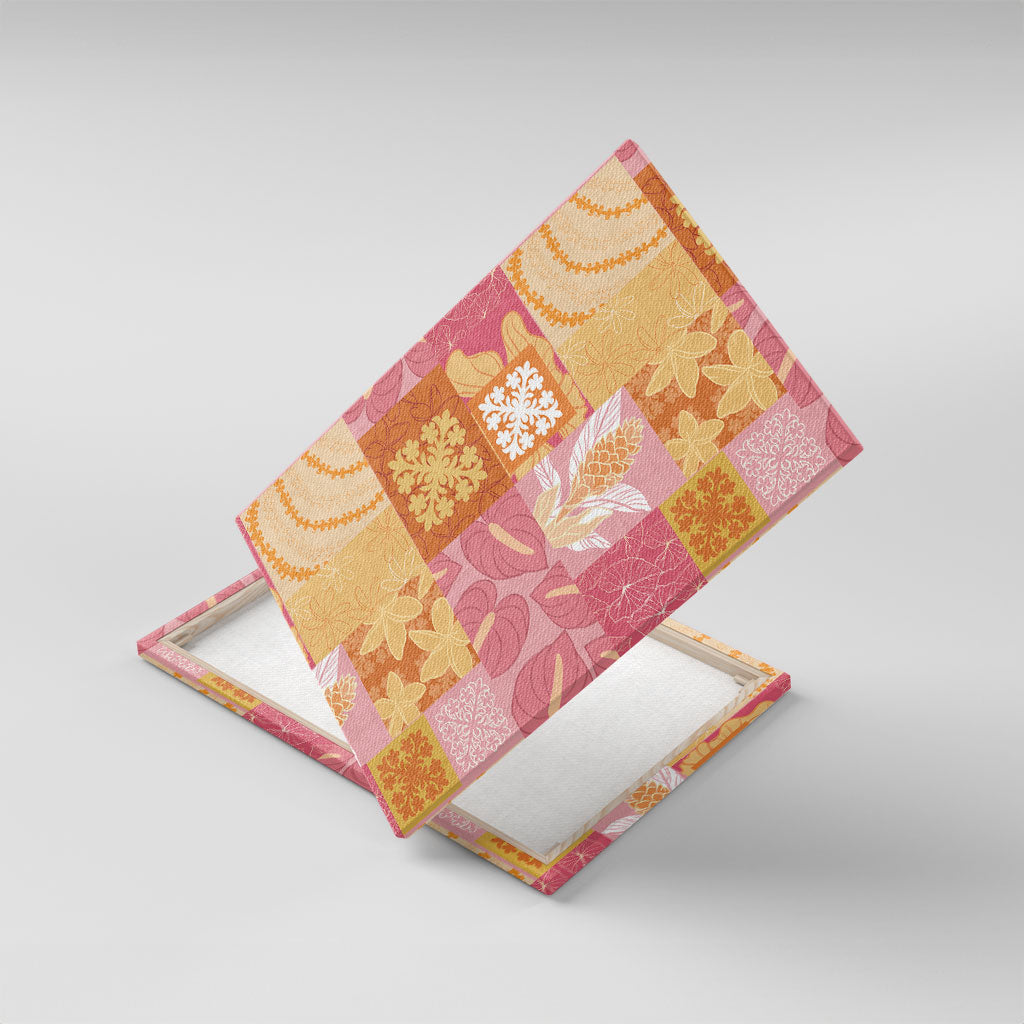 Aloha Hawaii Quilt Floral Patchwork Style Canvas Wall Art