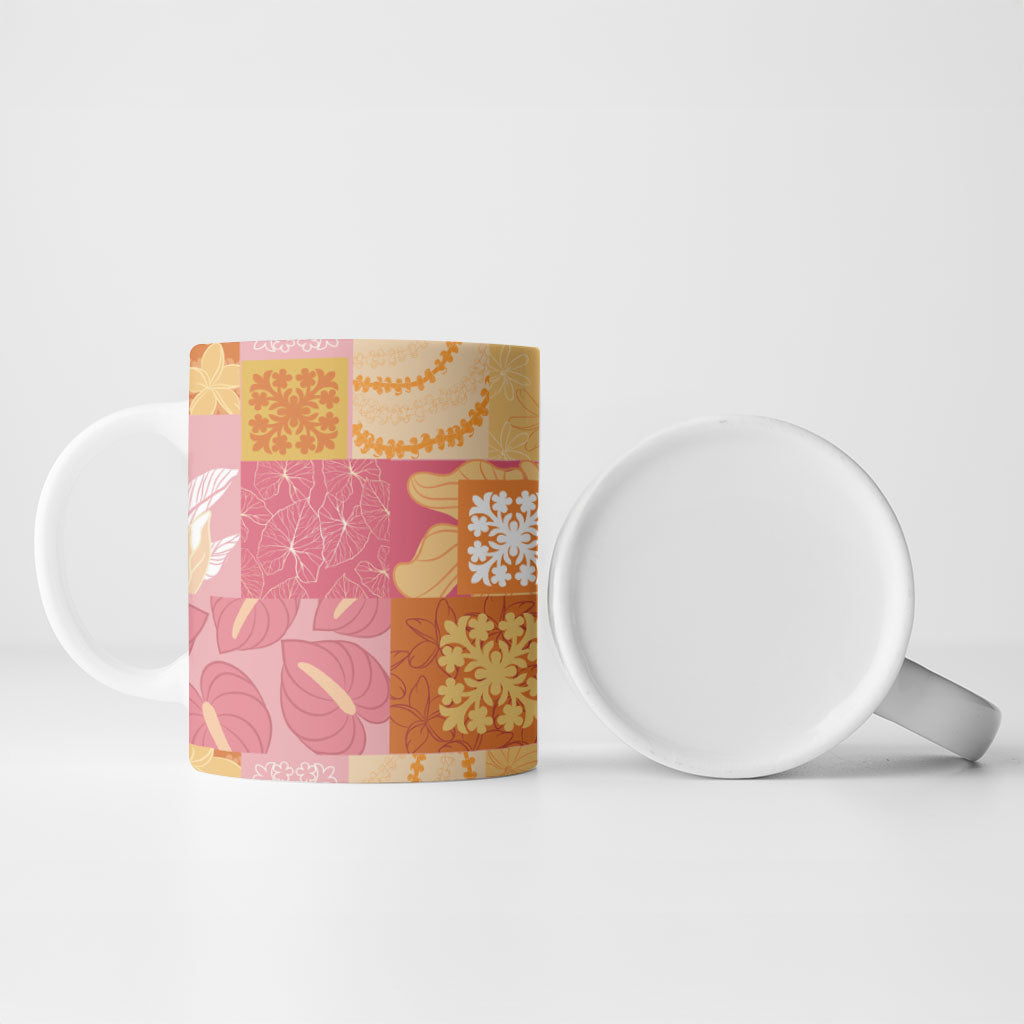 Aloha Hawaii Quilt Floral Patchwork Style Ceramic Mug