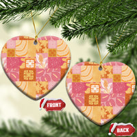 Aloha Hawaii Quilt Floral Patchwork Style Ceramic Ornament