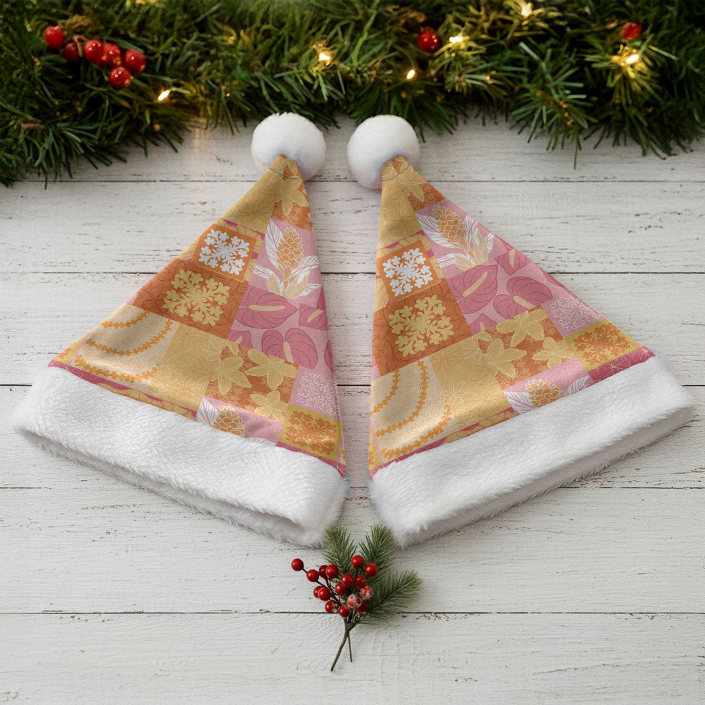 Aloha Hawaii Quilt Floral Patchwork Style Christmas Santa Hat