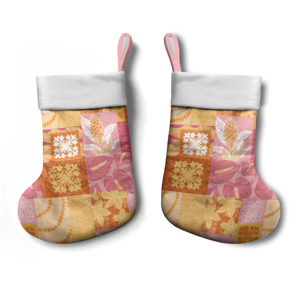 Aloha Hawaii Quilt Floral Patchwork Style Christmas Stocking