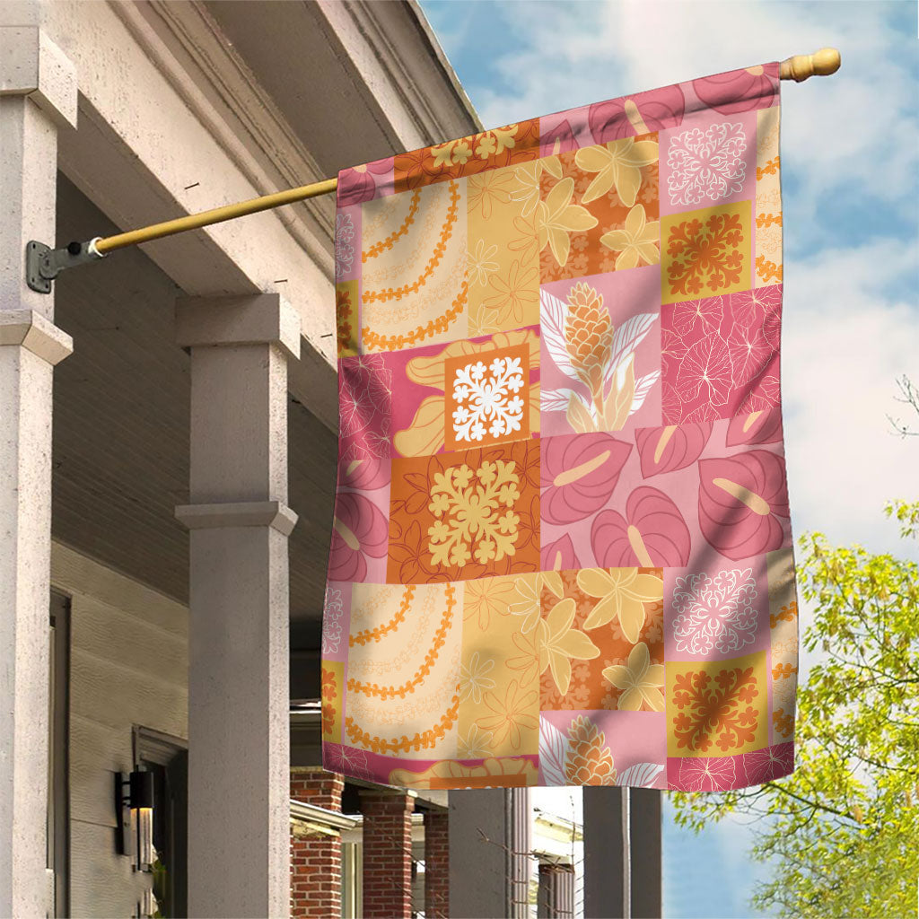 Aloha Hawaii Quilt Floral Patchwork Style Garden Flag