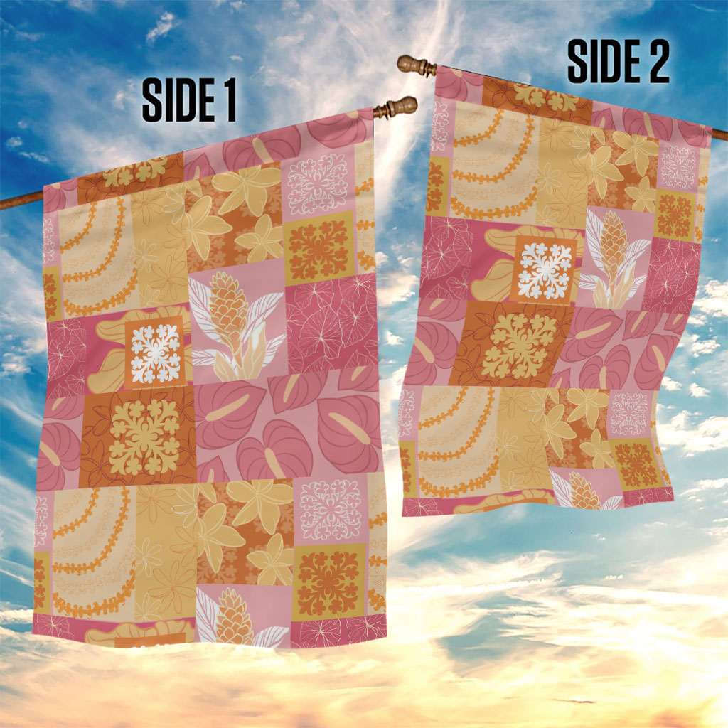 Aloha Hawaii Quilt Floral Patchwork Style Garden Flag