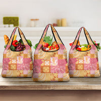 Aloha Hawaii Quilt Floral Patchwork Style Grocery Bag
