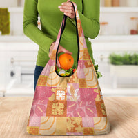 Aloha Hawaii Quilt Floral Patchwork Style Grocery Bag