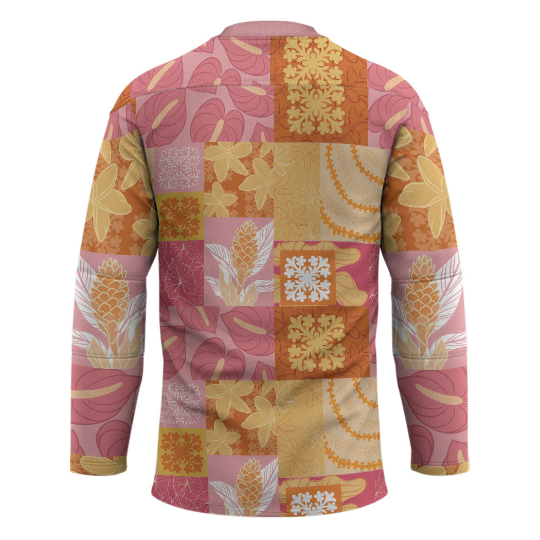 Aloha Hawaii Quilt Floral Patchwork Style Hockey Jersey