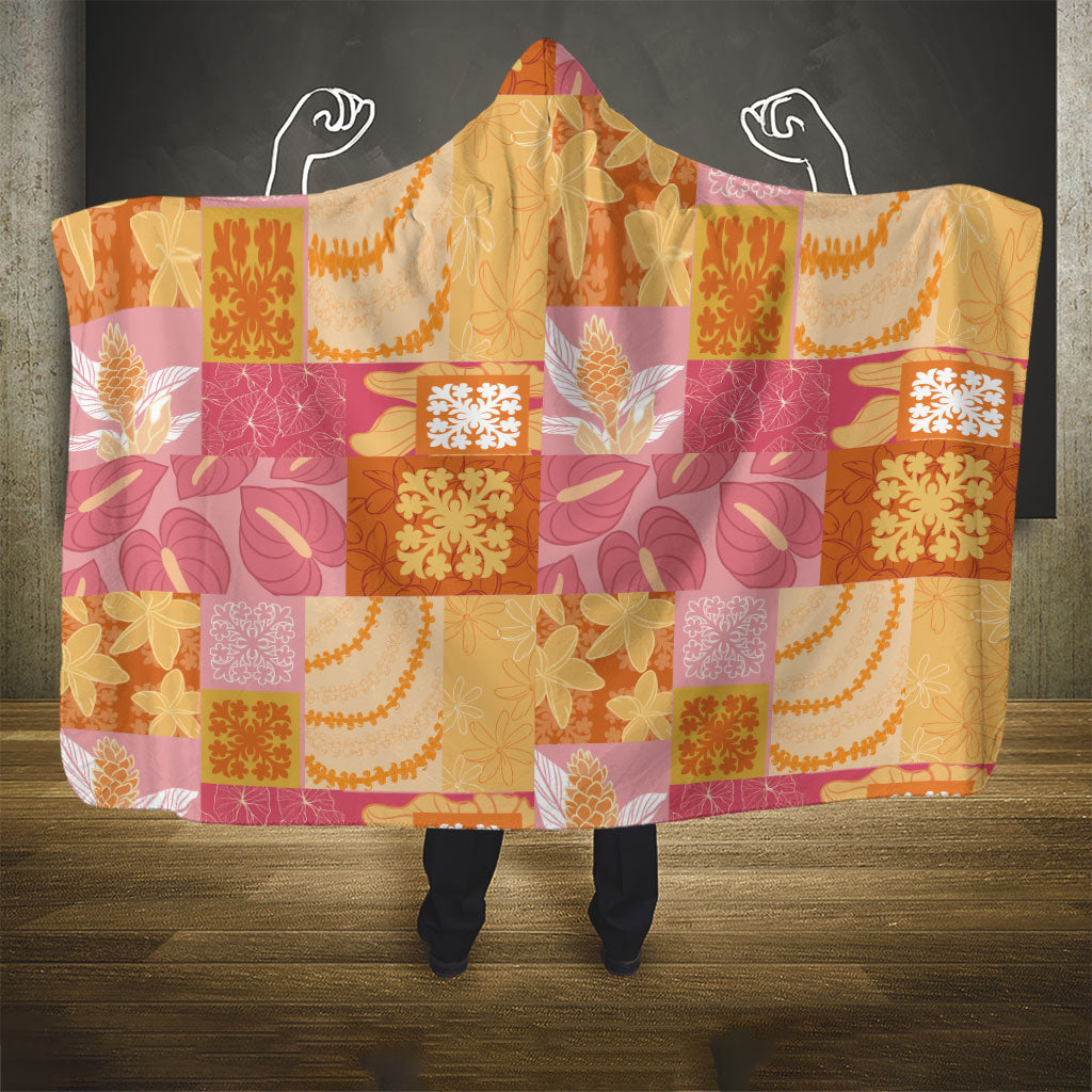 Aloha Hawaii Quilt Floral Patchwork Style Hooded Blanket