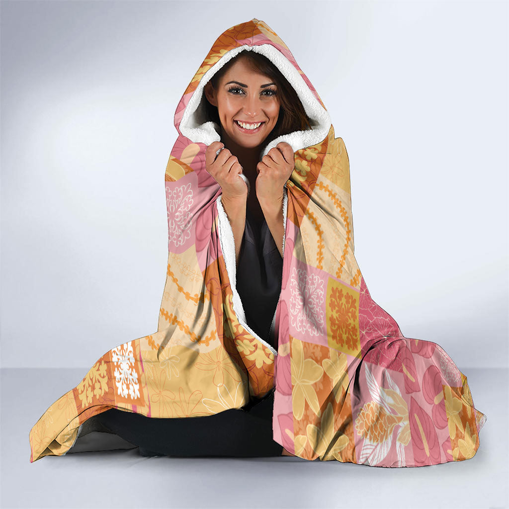 Aloha Hawaii Quilt Floral Patchwork Style Hooded Blanket