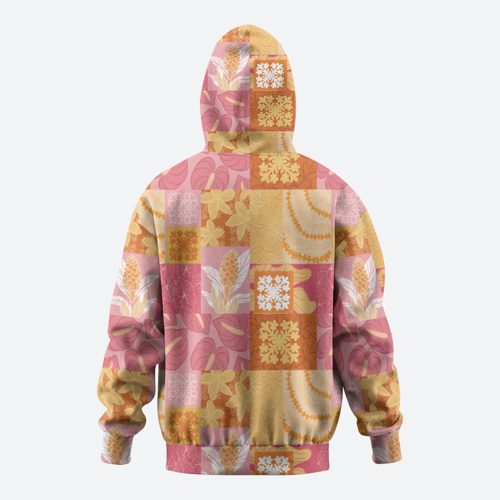 Aloha Hawaii Quilt Floral Patchwork Style Hoodie