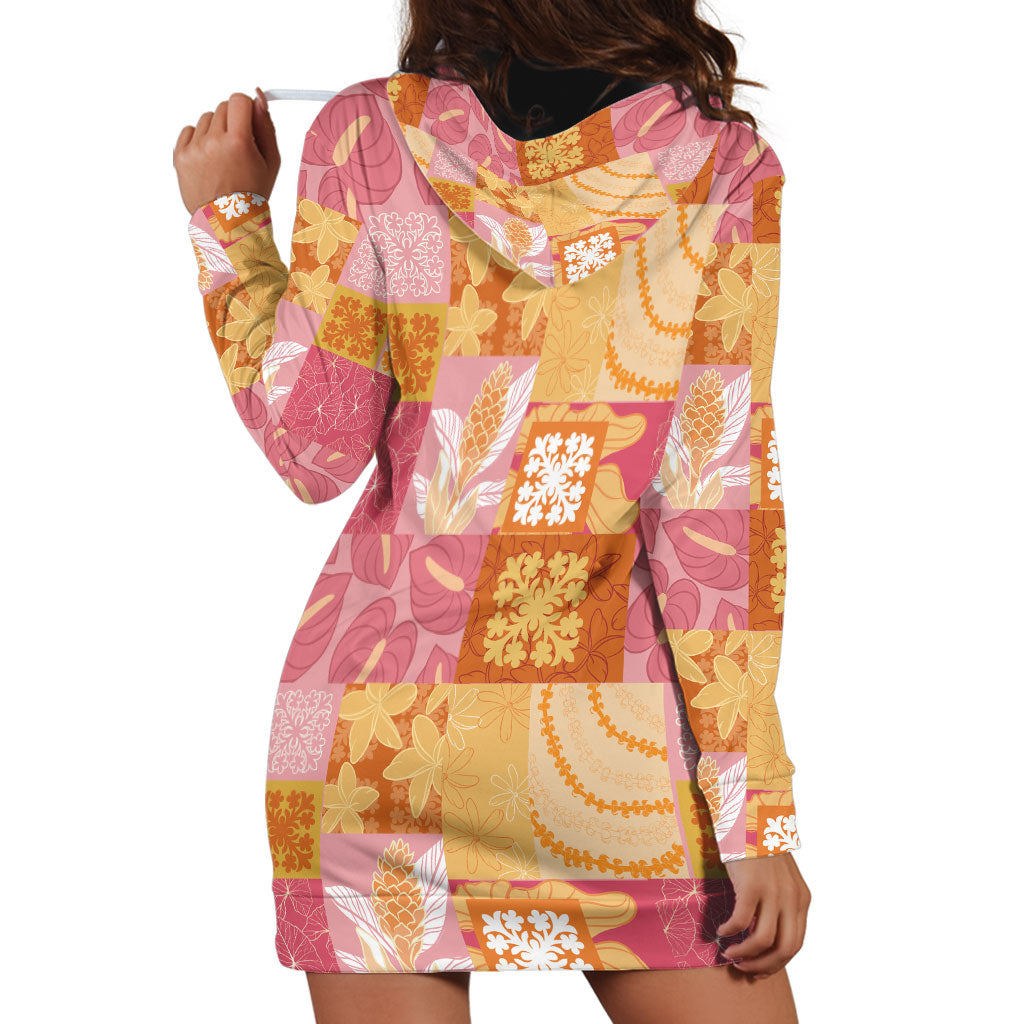 Aloha Hawaii Quilt Floral Patchwork Style Hoodie Dress