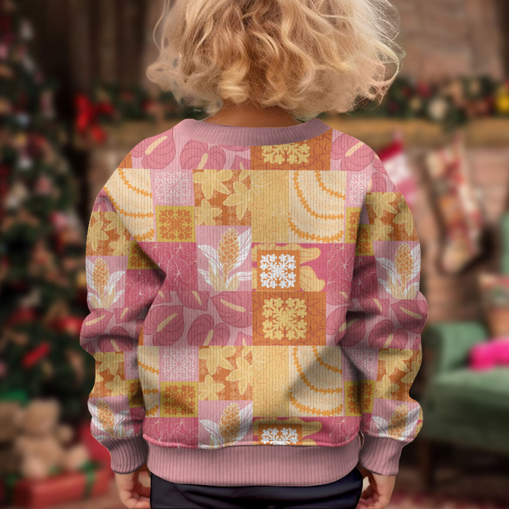 Aloha Hawaii Quilt Floral Patchwork Style Kid Ugly Christmas Sweater