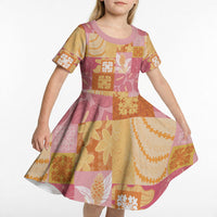 Aloha Hawaii Quilt Floral Patchwork Style Kid Short Sleeve Dress