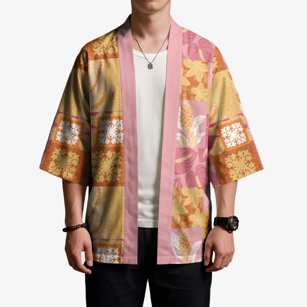 Aloha Hawaii Quilt Floral Patchwork Style Kimono