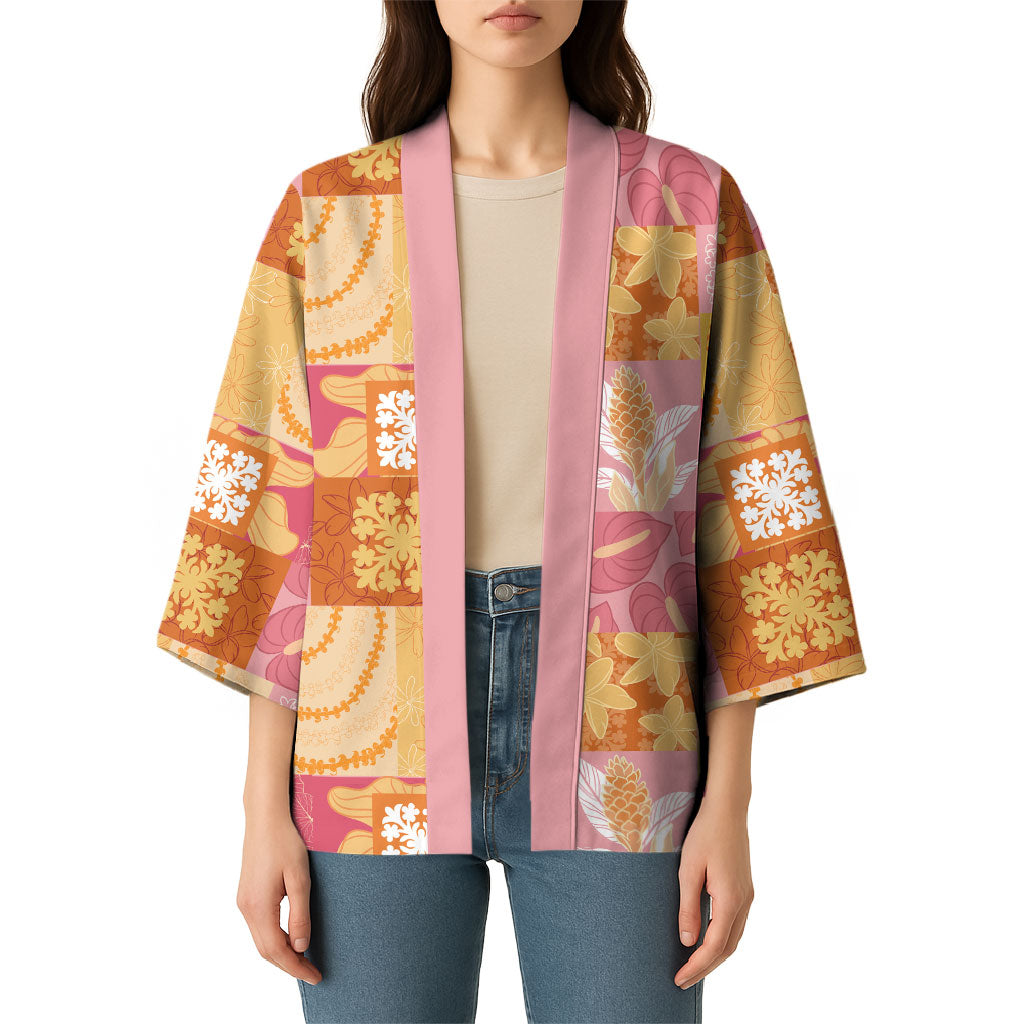 Aloha Hawaii Quilt Floral Patchwork Style Kimono