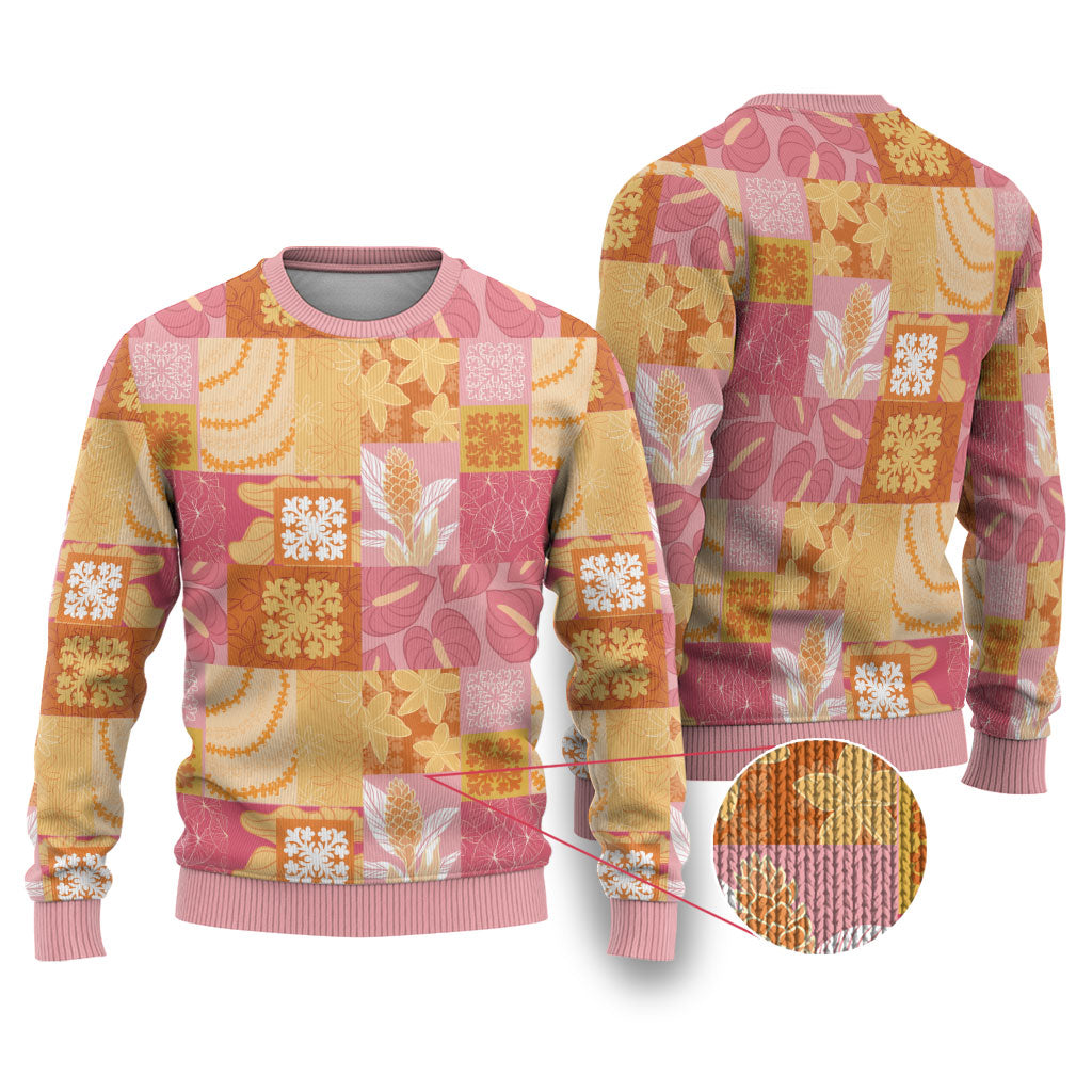Aloha Hawaii Quilt Floral Patchwork Style Ugly Christmas Sweater