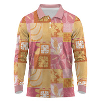 Aloha Hawaii Quilt Floral Patchwork Style Long Sleeve Polo Shirt