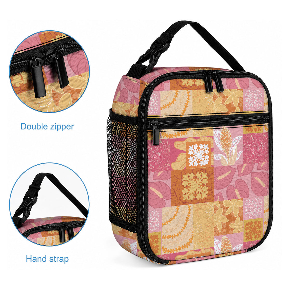 Aloha Hawaii Quilt Floral Patchwork Style Lunch Bag