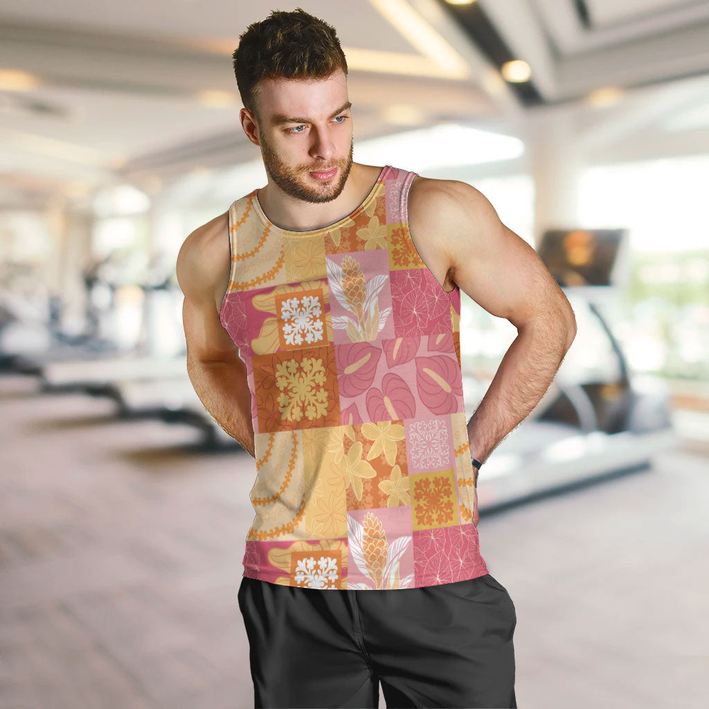 Aloha Hawaii Quilt Floral Patchwork Style Men Tank Top