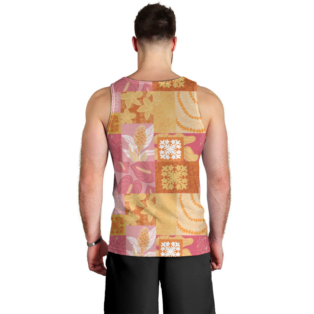 Aloha Hawaii Quilt Floral Patchwork Style Men Tank Top