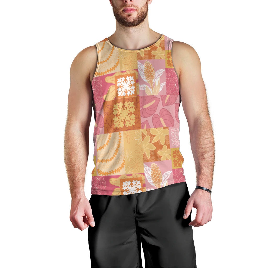 Aloha Hawaii Quilt Floral Patchwork Style Men Tank Top
