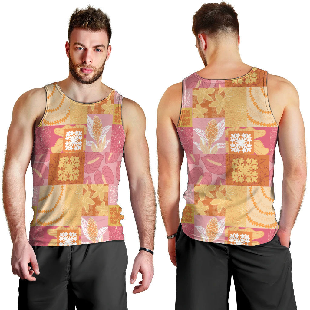 Aloha Hawaii Quilt Floral Patchwork Style Men Tank Top