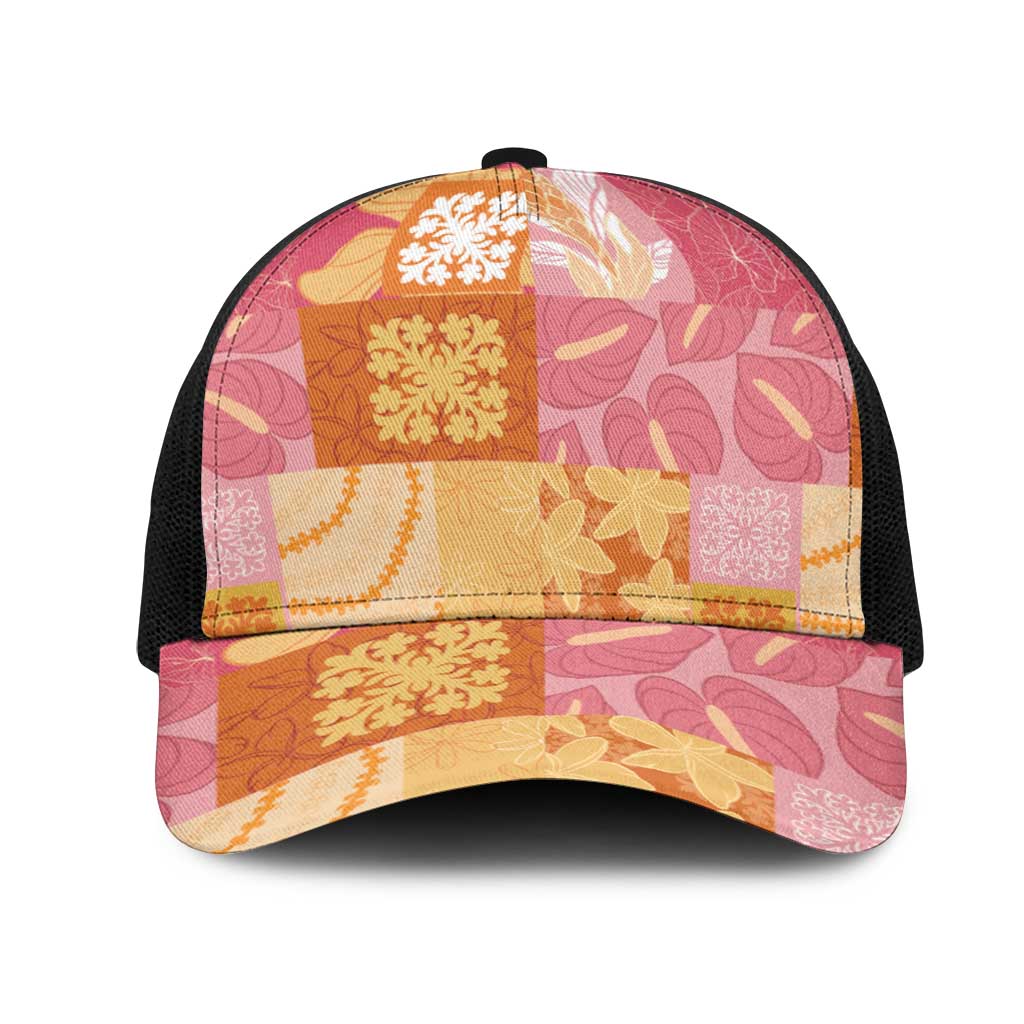 Aloha Hawaii Quilt Floral Patchwork Style Mesh Trucker Cap