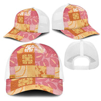 Aloha Hawaii Quilt Floral Patchwork Style Mesh Trucker Cap