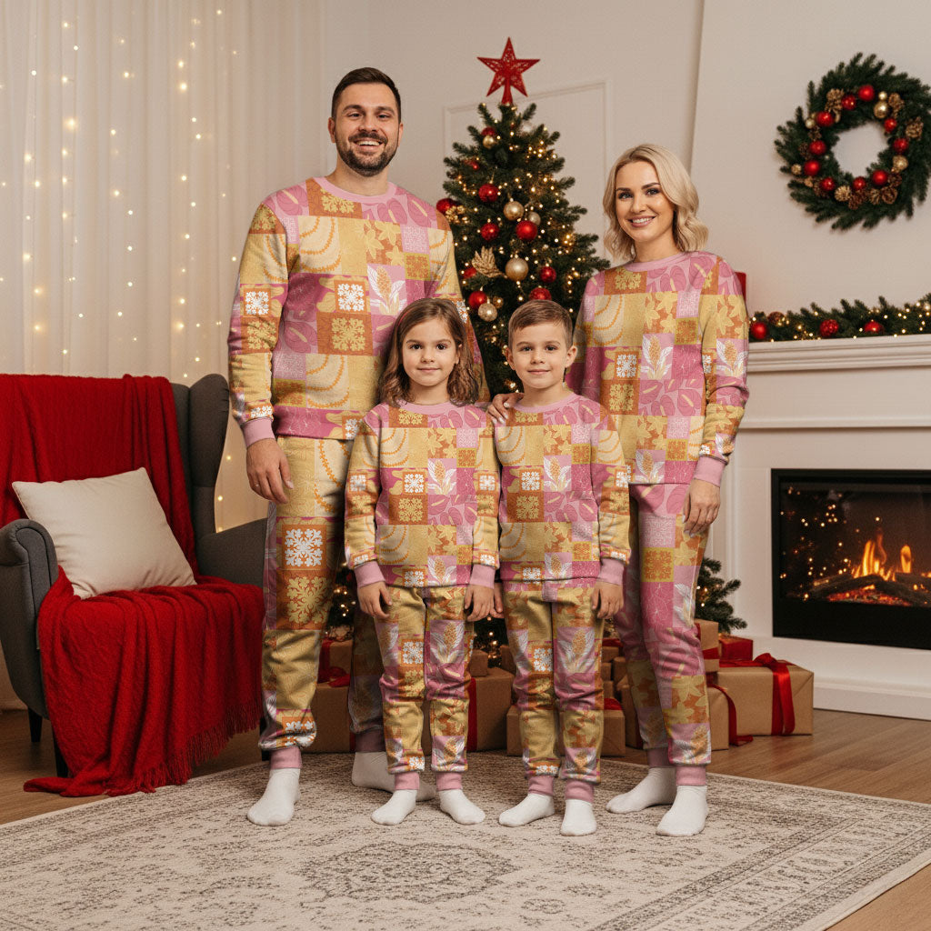 Aloha Hawaii Quilt Floral Patchwork Style Christmas Pajama Set