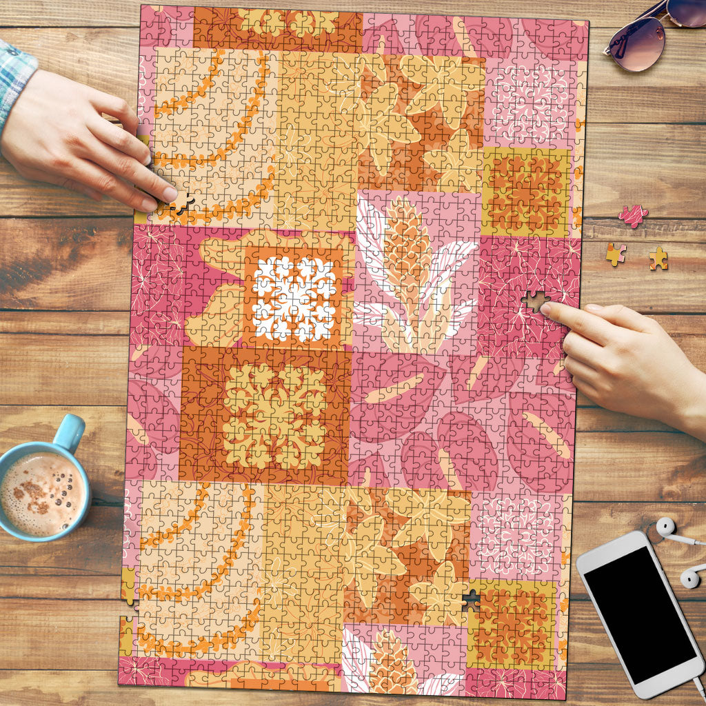 Aloha Hawaii Quilt Floral Patchwork Style Puzzle