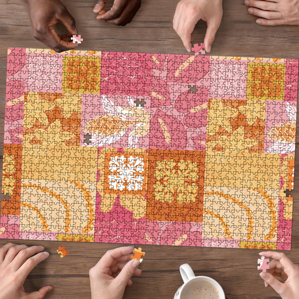 Aloha Hawaii Quilt Floral Patchwork Style Puzzle