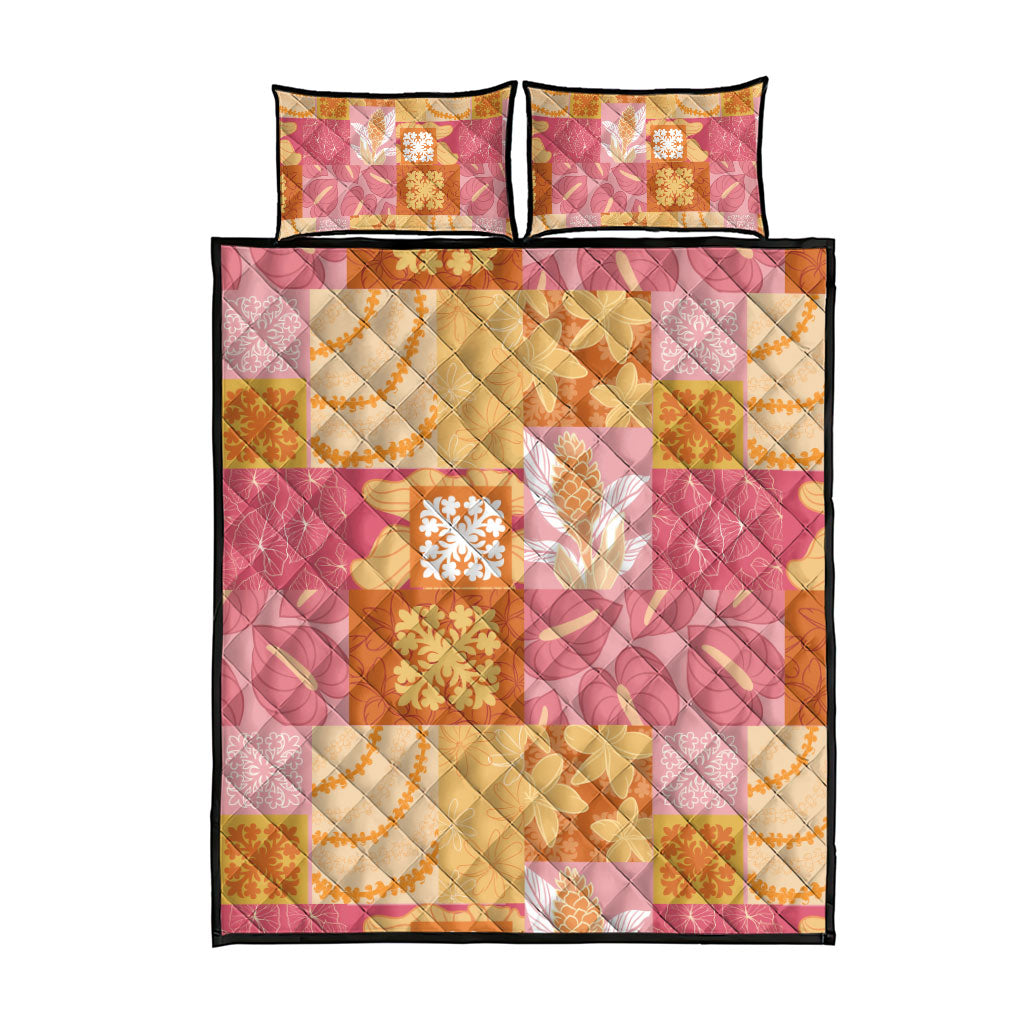 Aloha Hawaii Quilt Floral Patchwork Style Quilt Bed Set