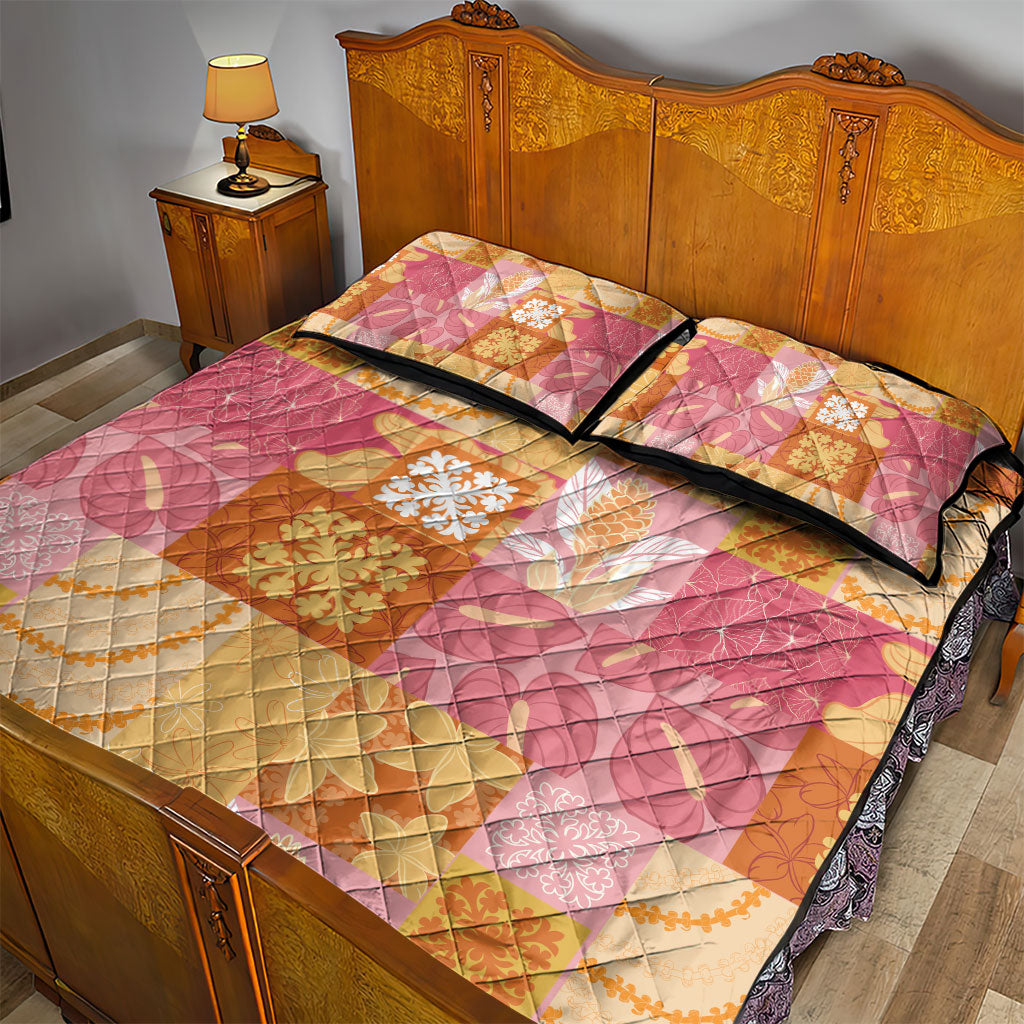 Aloha Hawaii Quilt Floral Patchwork Style Quilt Bed Set