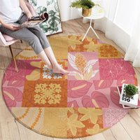 Aloha Hawaii Quilt Floral Patchwork Style Round Carpet