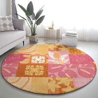 Aloha Hawaii Quilt Floral Patchwork Style Round Carpet