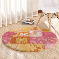Aloha Hawaii Quilt Floral Patchwork Style Round Carpet