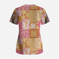 Aloha Hawaii Quilt Floral Patchwork Style Scrub Top