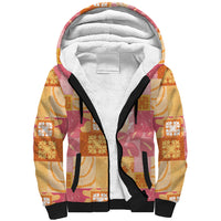 Aloha Hawaii Quilt Floral Patchwork Style Sherpa Hoodie