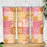 Aloha Hawaii Quilt Floral Patchwork Style Skinny Tumbler