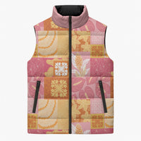 Aloha Hawaii Quilt Floral Patchwork Style Sleeveless Puffer Jacket