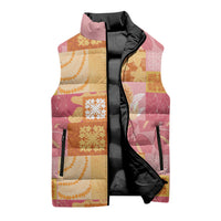 Aloha Hawaii Quilt Floral Patchwork Style Sleeveless Puffer Jacket
