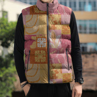 Aloha Hawaii Quilt Floral Patchwork Style Sleeveless Puffer Jacket
