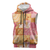 Aloha Hawaii Quilt Floral Patchwork Style Sleeveless Zip Hoodie