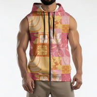 Aloha Hawaii Quilt Floral Patchwork Style Sleeveless Zip Hoodie