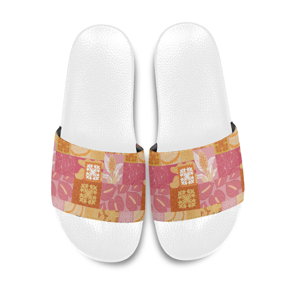 Aloha Hawaii Quilt Floral Patchwork Style Slide Sandals