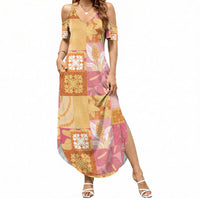 Aloha Hawaii Quilt Floral Patchwork Style Summer Maxi Dress